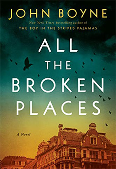 The book cover features a dark green background with gold embossed lettering for the title and author's name. A silhouette of a woman is depicted walking through an arched passageway.