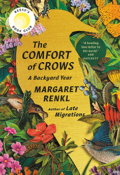  Book cover of Margaret Renkl's The Comfort of Crows, featuring an illustration of crows amidst foliage-   