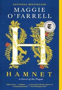 Hamnet by Maggie O'Farrell book cover - Elizabethan historical novel about Agnes, Shakespeare's family, love, grief, and the origins of Hamlet - ideal for book clubs