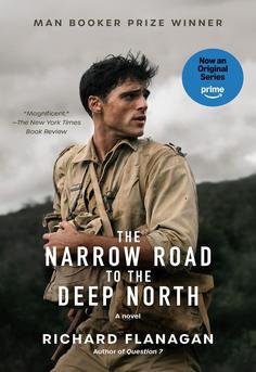 Cover of 'The Narrow Road to the Deep North' by Richard Flanagan — Booker Prize–winning World War II novel about Australian surgeon Dorrigo Evans, love, memory, and the Thai–Burma Death Railway; powerful book club pick.